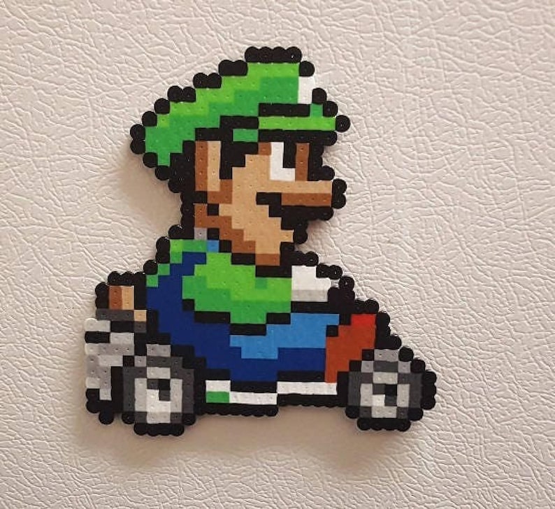 Mario Kart, Perler Beads, Mario, perler bead art, donkey kong, yoshi, bowser, koopa, wii, mario art, super mario, pixel art