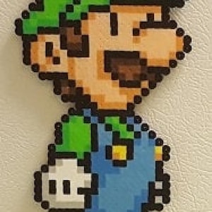 Mario, Perler Beads, pixel art, super mario bros, video game, super mario, nintendo, paper mario, Luigi, Toad, Princess Peach