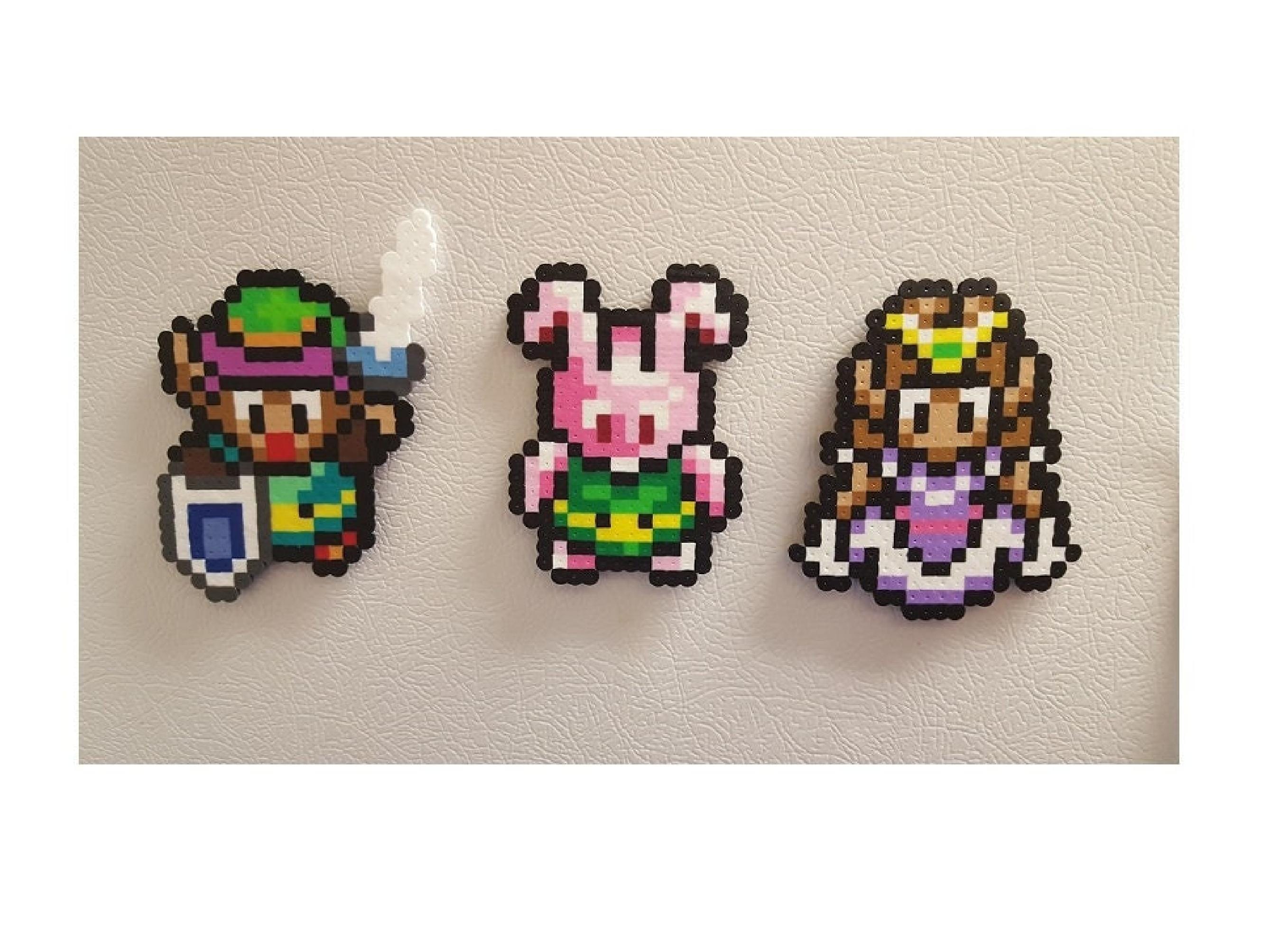 Perler Zelda Fridge Magnet, Link Pixel Art From A Link to the Past
