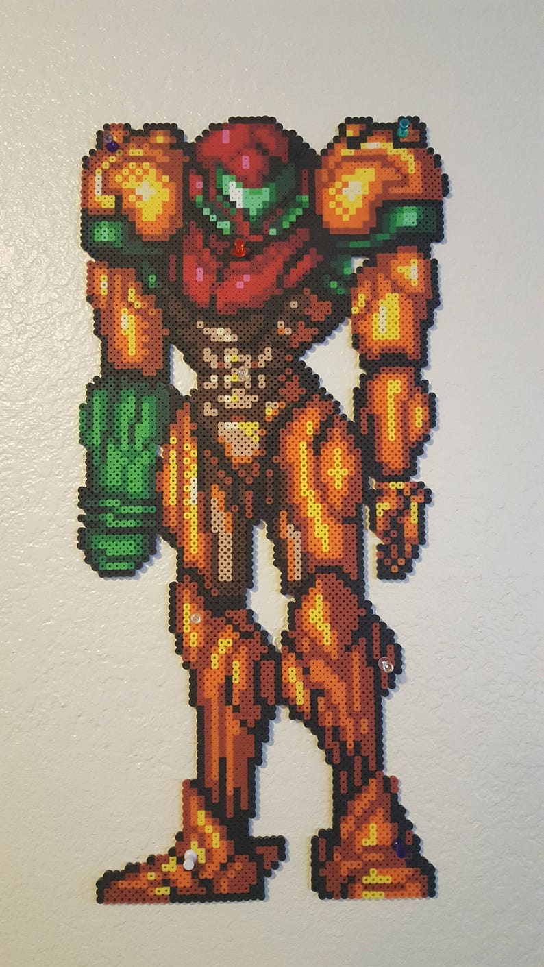 Metroid Samus Aran Super Metroid Perler Beads Pixel Art Etsy Sweden