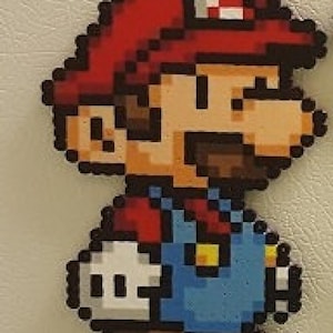 Mario, Perler Beads, pixel art, super mario bros, video game, super mario, nintendo, paper mario, Luigi, Toad, Princess Peach