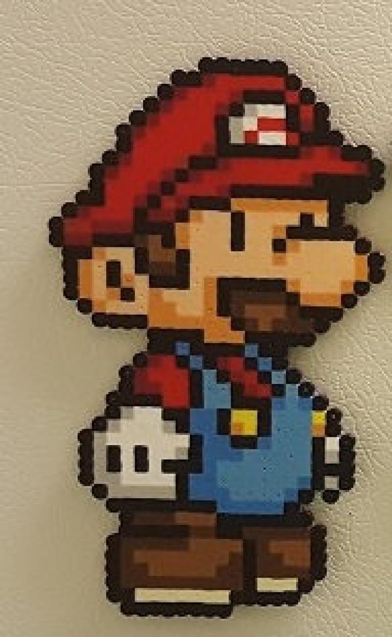 Mario, Perler Beads, pixel art, super mario bros, video game, super mario, nintendo, paper mario, Luigi, Toad, Princess Peach