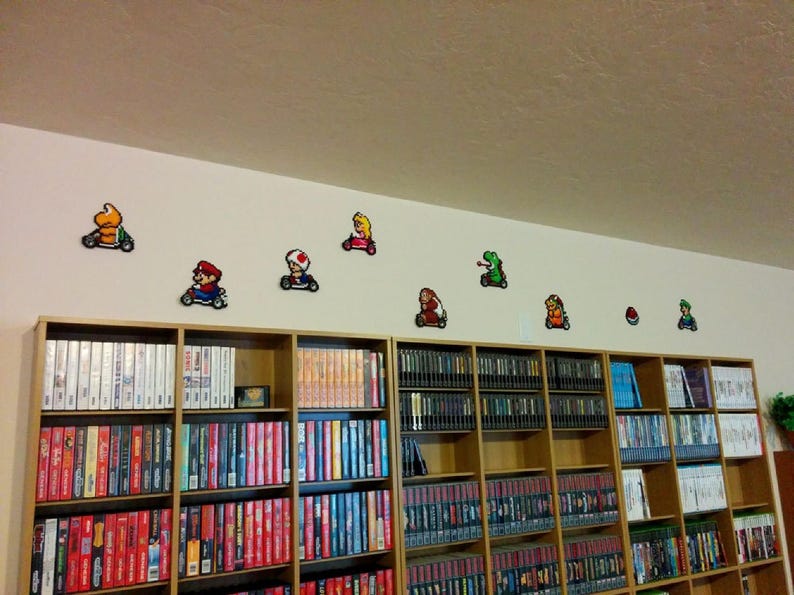 Mario Kart, Perler Beads, Mario, perler bead art, donkey kong, yoshi, bowser, koopa, wii, mario art, super mario, pixel art