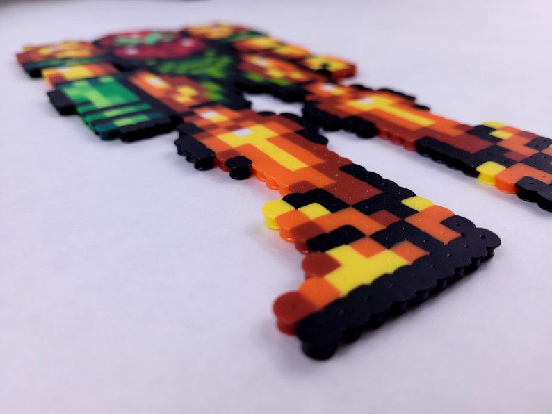 Metroid, Samus Aran, Perler beads, Super Metroid, samus, perler samus, video game art, perler bead art, video game decor