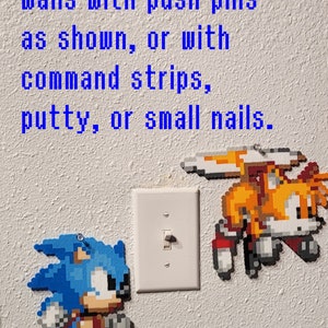 Sonic perler beads, Tails, bead sprite, 8 bit pixel art, Knuckles the Echidna, Hedgehog, Sonic 2, Sonic 3, sega genesis, robotnik