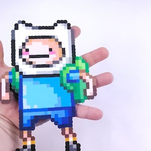 Finn, jake, Adventure time, perler, Finn the Dog, Jake the Human, kandi, hama, beads, cartoon, 8 bit perler, bead fan art