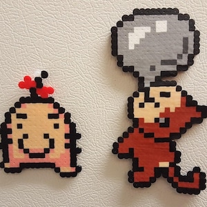 Earthbound Perler Bead Magnet: Mr. Saturn & Bubble Monkey Pixel Art