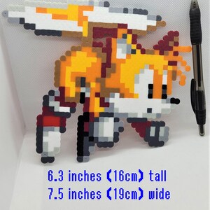 Sonic perler beads, Tails, bead sprite, 8 bit pixel art, Knuckles the Echidna, Hedgehog, Sonic 2, Sonic 3, sega genesis, robotnik