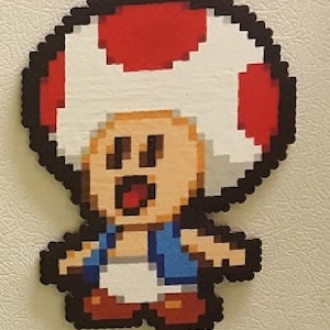 Mario, Perler Beads, pixel art, super mario bros, video game, super mario, nintendo, paper mario, Luigi, Toad, Princess Peach