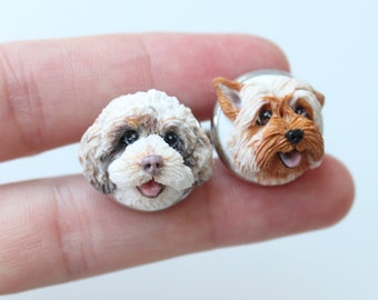 Custom Dog Cufflinks: Personalized Pet Portrait, Polymer Clay