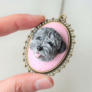 Custom Dog Portrait Necklace: Handmade Polymer Clay Pet Pendant
