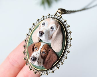 Custom Dog Portrait Necklace: Polymer Clay Pet Memorial Jewelry