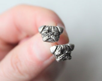 READY TO SHIP Sterling Silver pug earrings, pug jewelry, pet jewelry, pug lover gift, pug owner gift, pet gifts, miniature pug, small pug