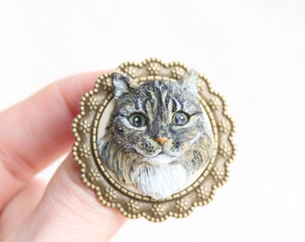 Pet gifts, custom cat portrait, personalized pet, custom pet portrait, personalized jewelry, cat owner gift, custom pet illustration