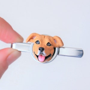 Custom Dog Portrait Tie Clip: Polymer Clay Pet Jewelry, Groom Gift