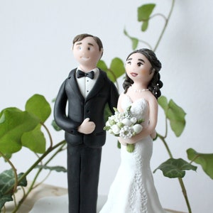 Custom Wedding Cake Topper: Handmade Clay Bride and Groom Figurine