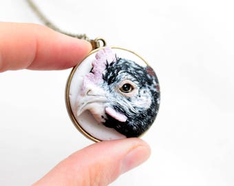 Bird jewelry, chicken jewelry, custom chicken, pet portraits, pet gifts, custom pet jewelry, custom bird portrait, personalized jewelry