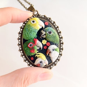 Custom Bird Portrait Necklace: Polymer Clay Pet Jewelry
