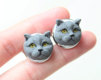 Custom cat cufflinks, gift for cat dads, Father's Day gift, personalized cat jewelry, cat lover gift, custom men jewelry, gift for him