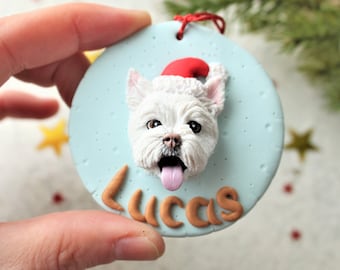 Personalized Pet Christmas Ornament: Handmade Polymer Clay Dog/Cat Decoration