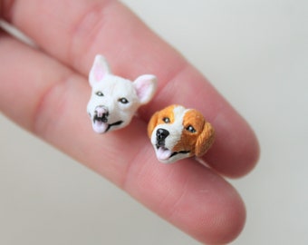 Custom Dog Portrait Earrings: Polymer Clay Pet Jewelry