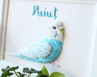 Personalized pet gift, custom portrait, custom bird lover gift, custom parrot portrait, parrot sculpture, pet illustration, custom budgie