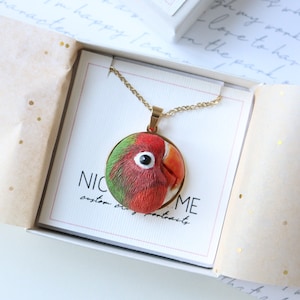 Custom Parrot Necklace: Polymer Clay Pet Portrait, Bird Remembrance Gift