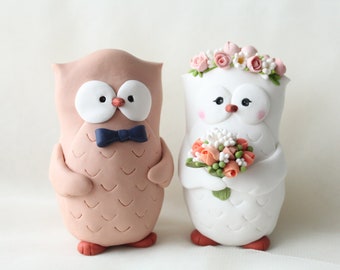 Custom owls wedding cake topper, owls cake topper, bride and groom, custom cake topper, owls figurines, miniature owls, wedding gift