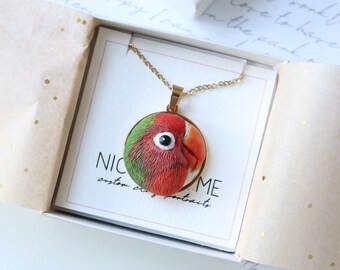 Custom Parrot Necklace: Polymer Clay Pet Portrait, Bird Remembrance Gift