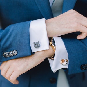 Custom Groom Cufflinks with Pet Portraits, Personalized Wedding Gift for Groom, Custom Unique Dog and Cat Cufflinks, Pet Gifts