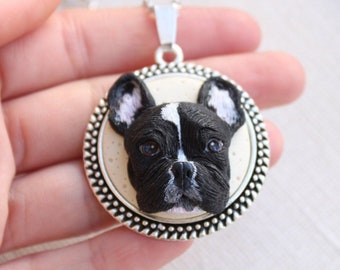 Custom pet portrait, custom dog portrait, custom dog jewelry, custom pet jewelry, custom french bulldog, dog art, realistic dog illustration