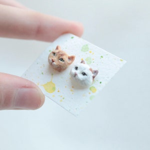 Custom cat jewelry, cat lover gift, cat earrings, miniature cat, pet illustration, personalized cat, cat sculpture, cat owner gift image 6