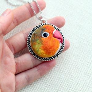 Pet portrait, tropical jewelry, custom parrot, personalized parrot necklace, custom lovebird, custom pet jewelry, custom portrait, bird