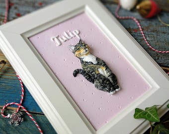 Cat gift, Christmas gift, custom portrait, custom cat portrait, personalized cat lover gift, custom cat picture, clay cat, pet illustration