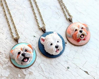 Custom Dog Portrait Necklace: Polymer Clay Pet Jewelry