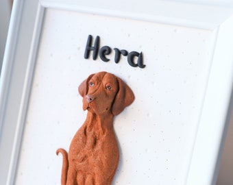 Custom Dog Portrait: Polymer Clay Pet Sculpture, Framed
