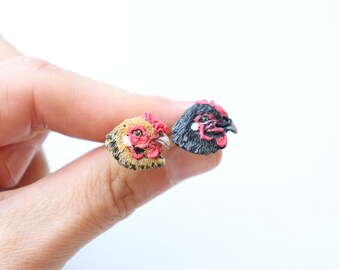 Custom Chicken Earrings: Personalized Polymer Clay Pet Jewelry