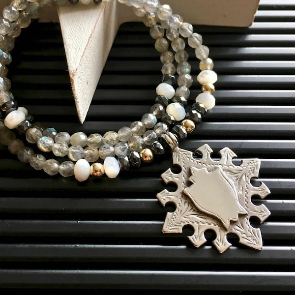 Beaded Wrap Bracelet, Gift for Her, Boho Wrap Bracelet, Gemstone Bracelet, Antique Heirloom Bracelet, Gemstone Jewellery, Watch Fob, UK Shop
