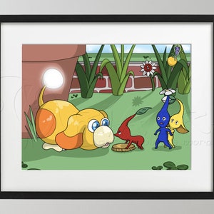 Meeting Oatchi &quot;Pikmin 4&quot; Inspired Art Print