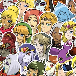 Legend of Zelda Inspired Bust Stickers - 69 Characters from Various Zelda Games