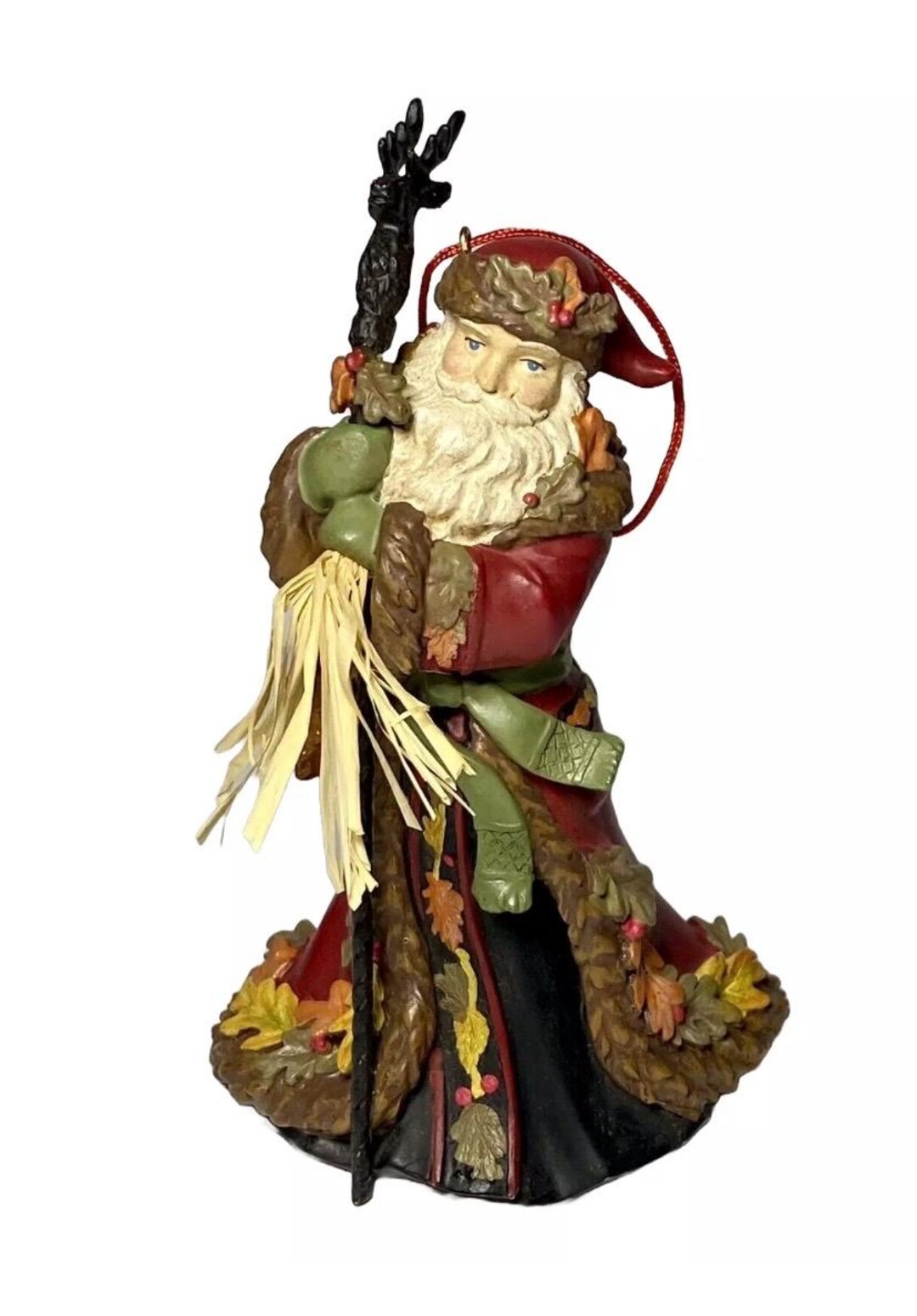 Seasons of Cannon Falls Woodsy Santa With Deer Staff Ornament Etsy