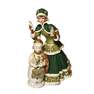 Avon Mrs Albee 2003 Vintage Figurine Victorian Woman Winter Holiday Christmas Decor