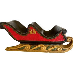 Vintage 1970s Ceramic Santa Sleigh: Edith King Originals Christmas Decor