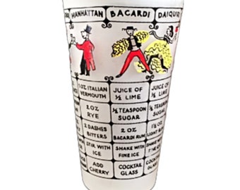 Vintage Frosted Glass Cocktail Shaker Recipes and People on MCM Mixer Glass