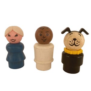 Vintage 1970s Fisher Price Little People Set of 3 Wood Toys