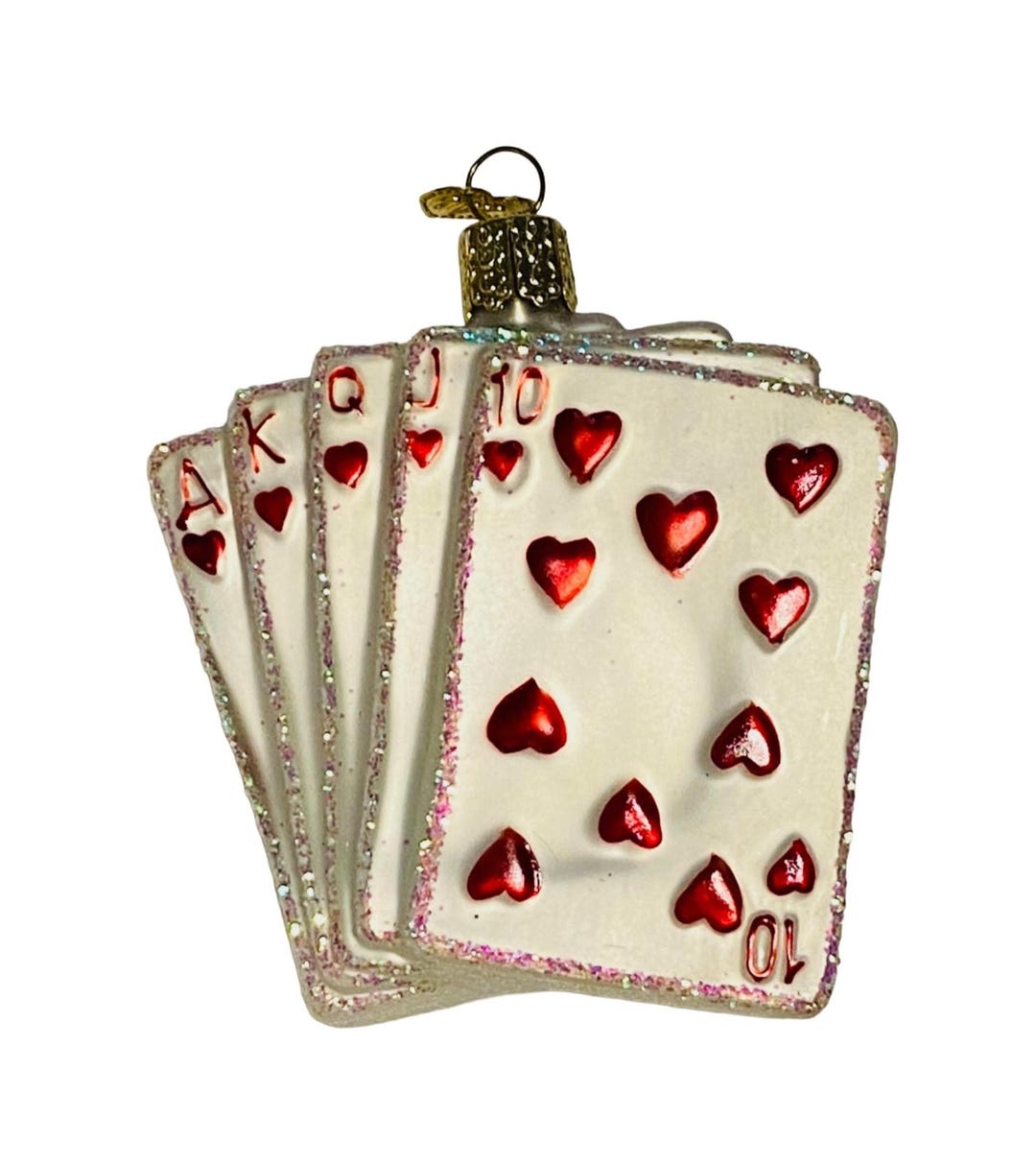 Vintage Old World Christmas Blown Glass Ornament Royal Flush Cards ...