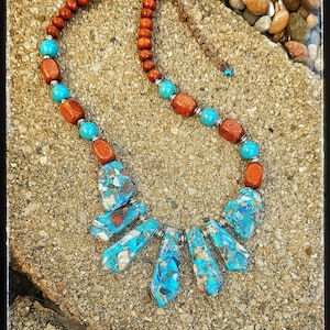 Beaded Turquoise Gemstone Statement Necklace