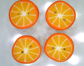 Orange Citrus Slices - handmade polymer clay buttons