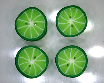 Lime Citrus Slices - handmade polymer clay buttons
