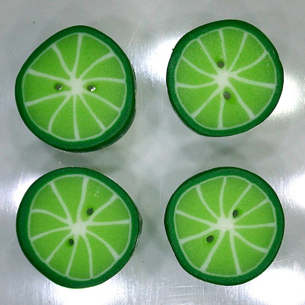 Lime Citrus Slices - handmade polymer clay buttons